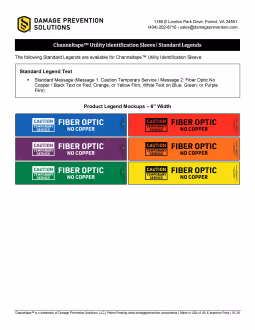 Thumbnail for Channeltape™ Utility Identification Sleeve Standard Legends Sheet