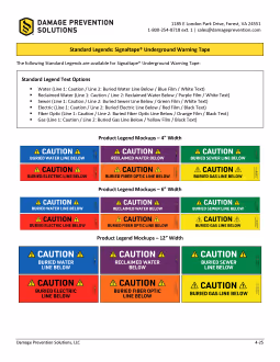 Standard Legends for Signaltape® Underground Warning Tape