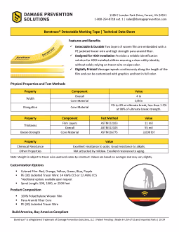 Boretrace® Detectable Marking Tape - Data Sheet