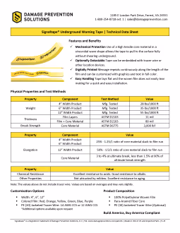 Signaltape® Underground Warning Tape - Data Sheet