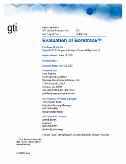 Gas Technology Institute (GTI) Evaluation of Boretrace® Detectable Marking Tape