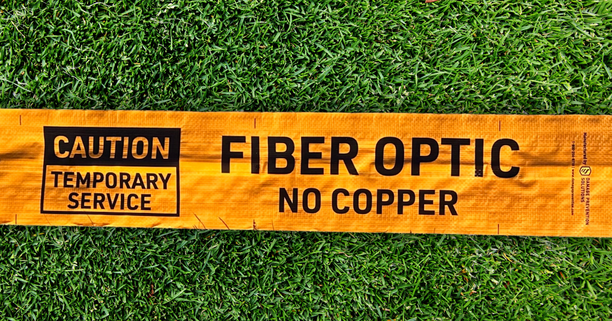 Close up image of Channeltape(TM) Utility Identification Sleeve being used above ground