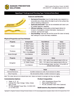 Signaltape® Underground Warning Tape - Data Sheet