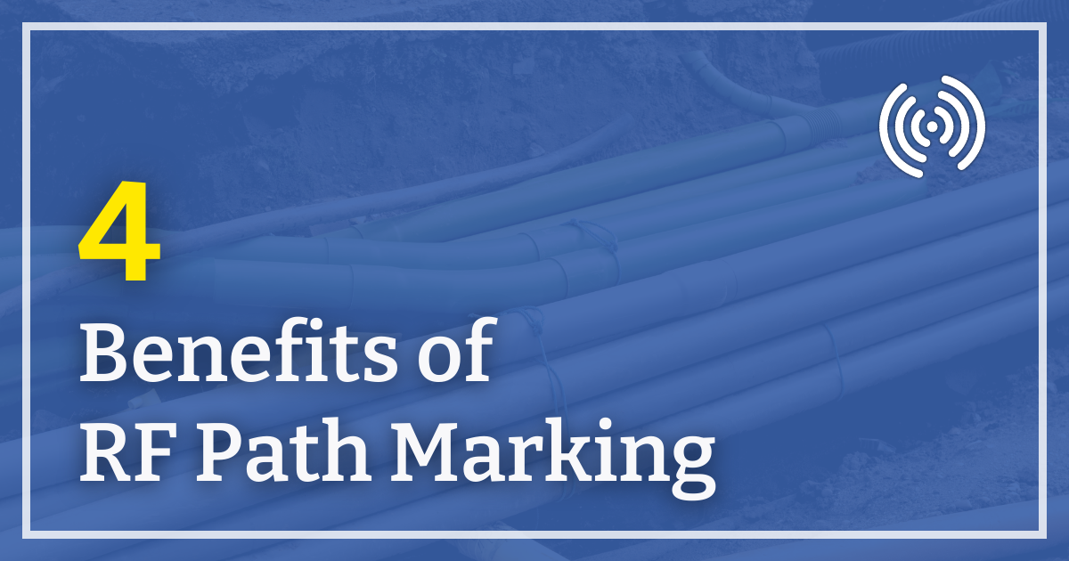 Picture of crowded underground pipes with caption 4 benefits of rf path marking