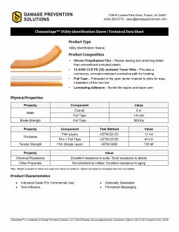 Channeltape™ Utility Identification Sleeve - Data Sheet