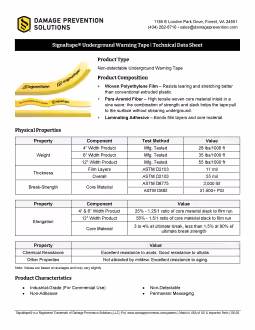 Signaltape® Underground Warning Tape - Data Sheet