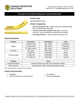 Tracetape® Detectable Marking Tape - Data Sheet