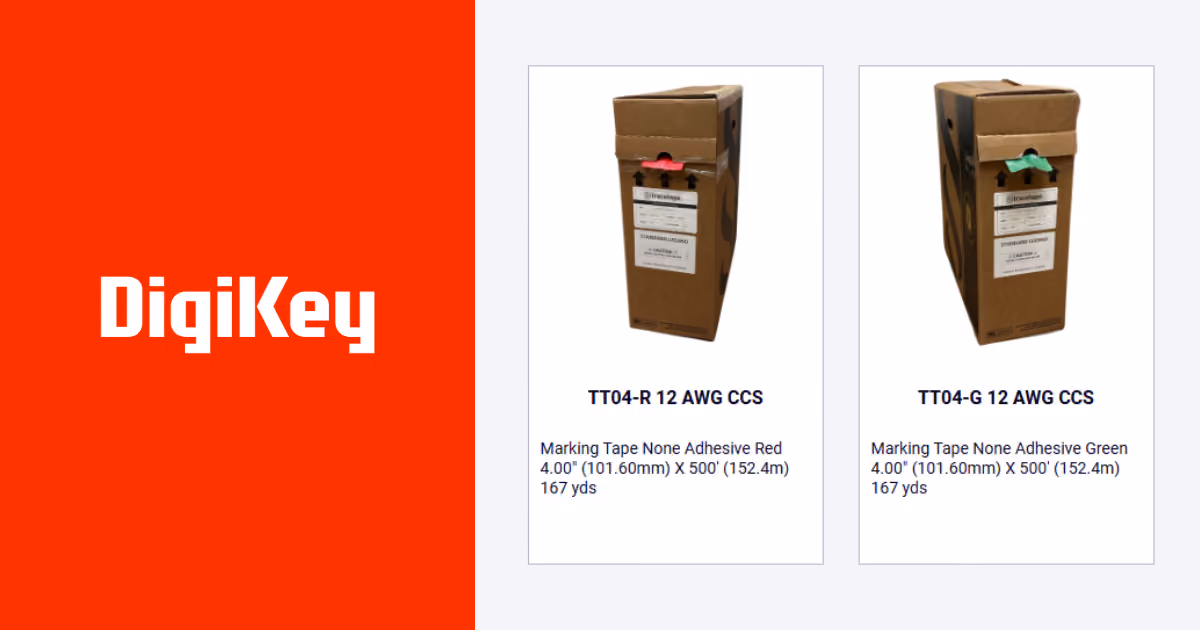DigiKey logo and image of 2 product listings with caption "Select Products Now Available on DigiKey.com"