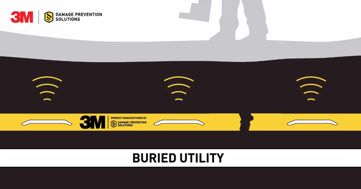 Image depicting a locator successfully locating utility markers in RF path marking tape despite a tear in the middle of the tape