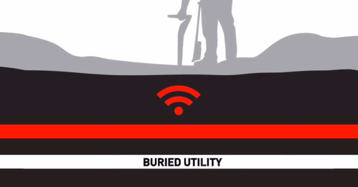 Image depicting buried detectable marking tape being located with an electromagnetic locator.