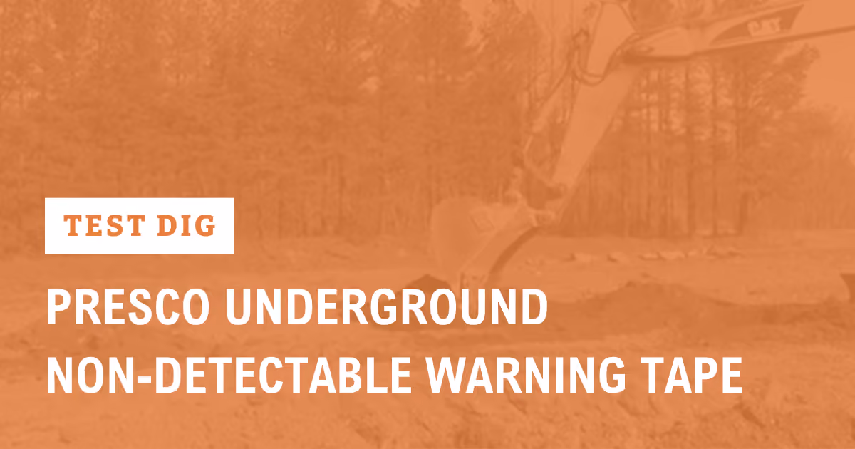 Video thumbnail with caption: "Test Dig: Presco Underground Non-Detectable Warning Tape"
