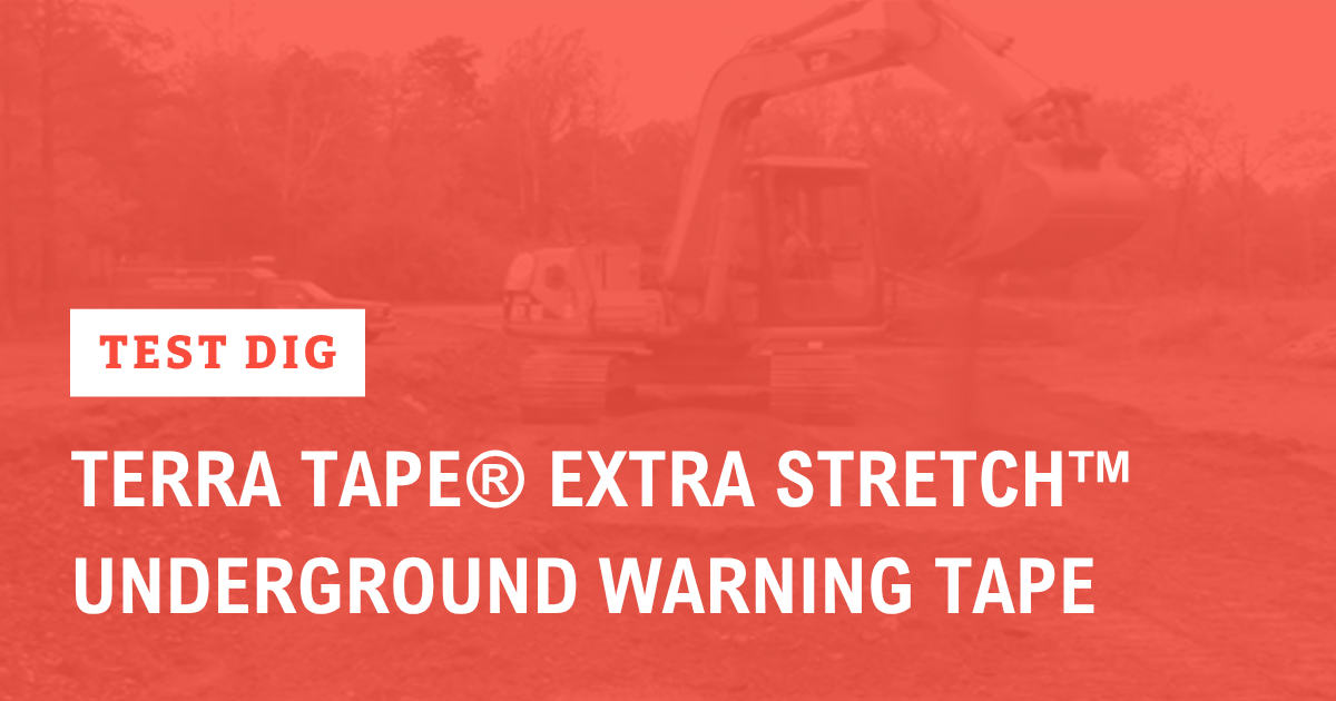 Video thumbnail with caption: "Test Dig: Terra Tape® Extra Stretch™ Underground Warning Tape"
