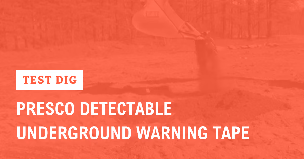 Video thumbnail with caption: "Test Dig: Presco Detectable Underground Warning Tape"