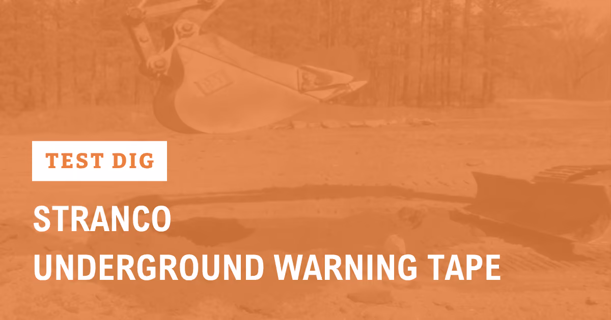 Video thumbnail with caption: "Test Dig: Stranco Underground Warning Tape"