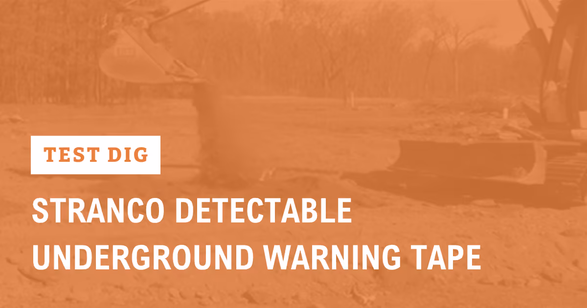 Video thumbnail with caption: "Test Dig: Stranco Detectable Underground Warning Tape" 