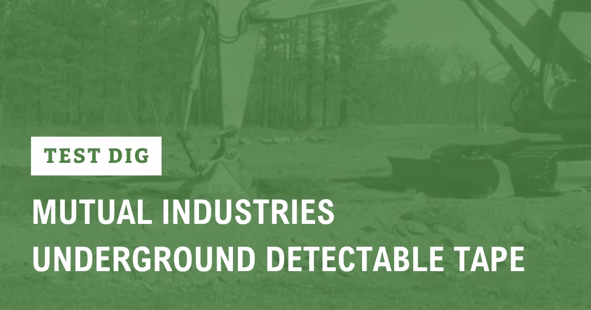 Video thumbnail with caption: "Test Dig: Mutual Industries Underground Detectable Tape"