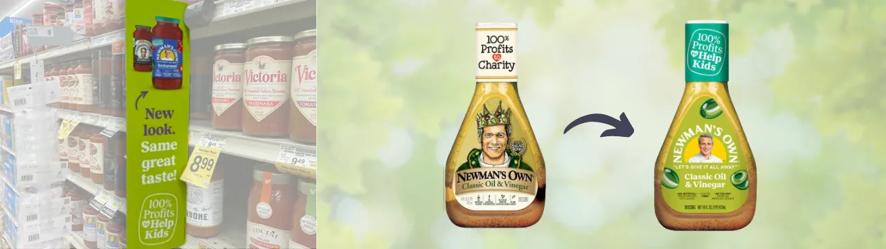 Newman's Own packaging refresh and aisle fin promotions
