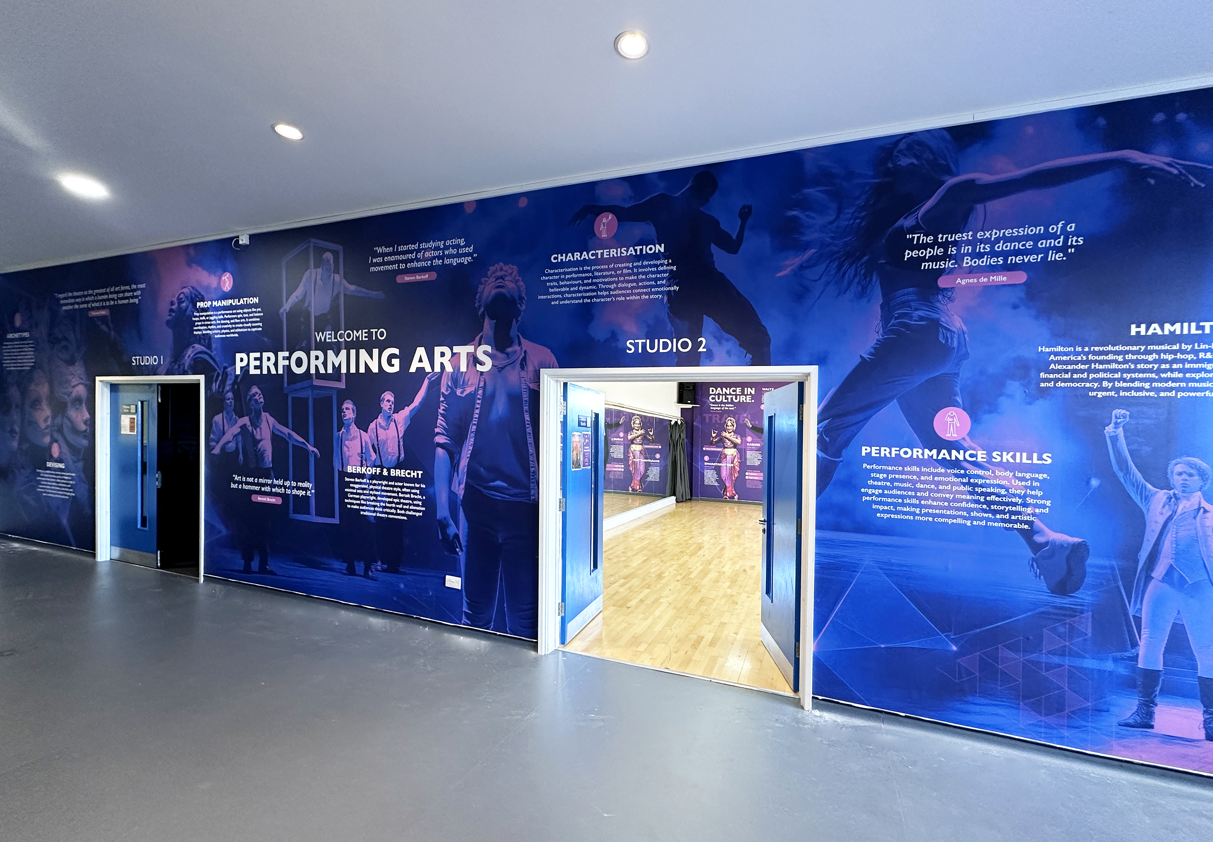 Celebrate the world of theatre in a modern and stylised way. Featuring iconic quotes, famous productions and show-stopping visuals, this wall display inspires creativity and champions the excitement of performance. Perfect for drama studios, corridors, or dedicated performing arts spaces, it supports curriculum learning, encourages confidence and showcases the value of theatre within school culture.