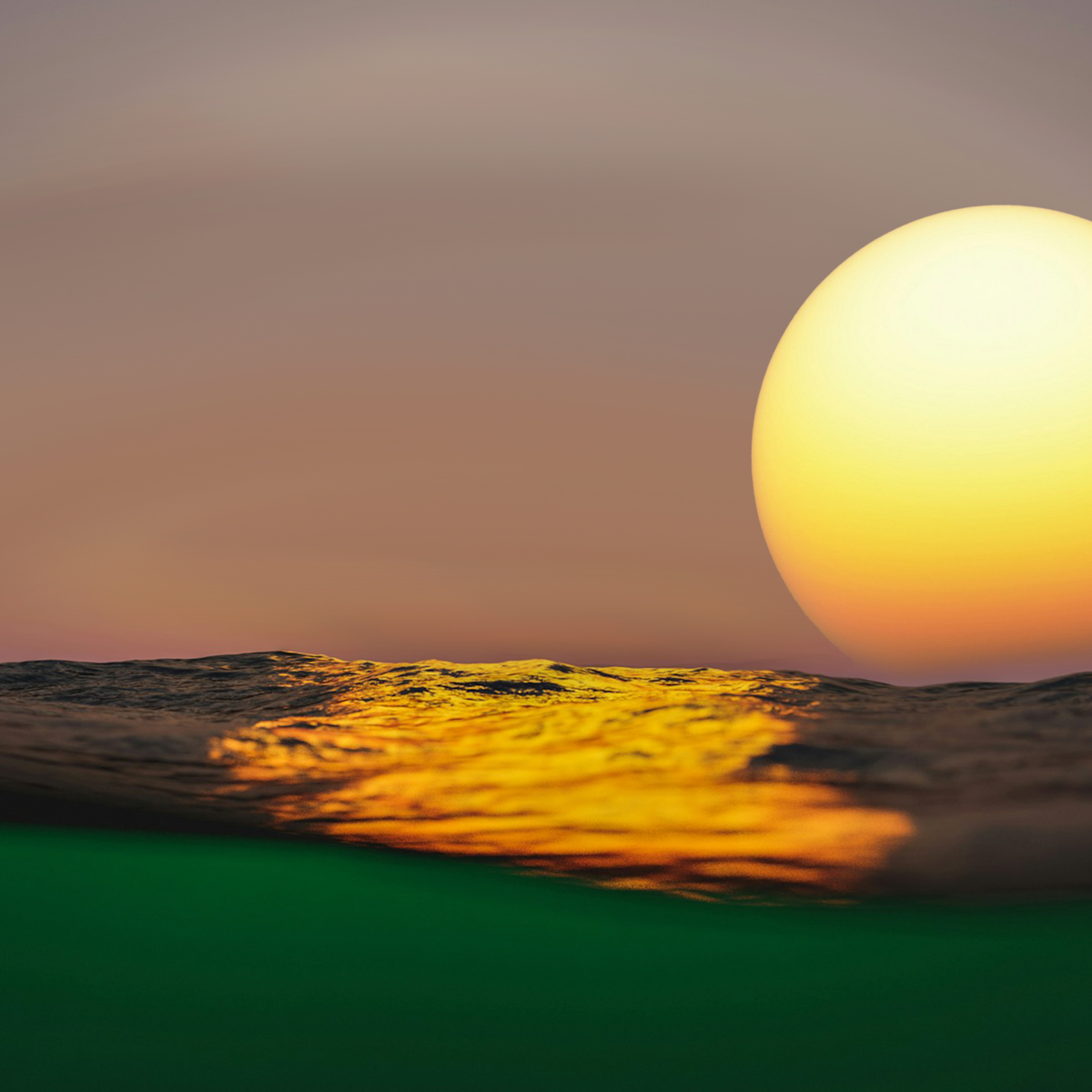 sun moving away from its reflection
