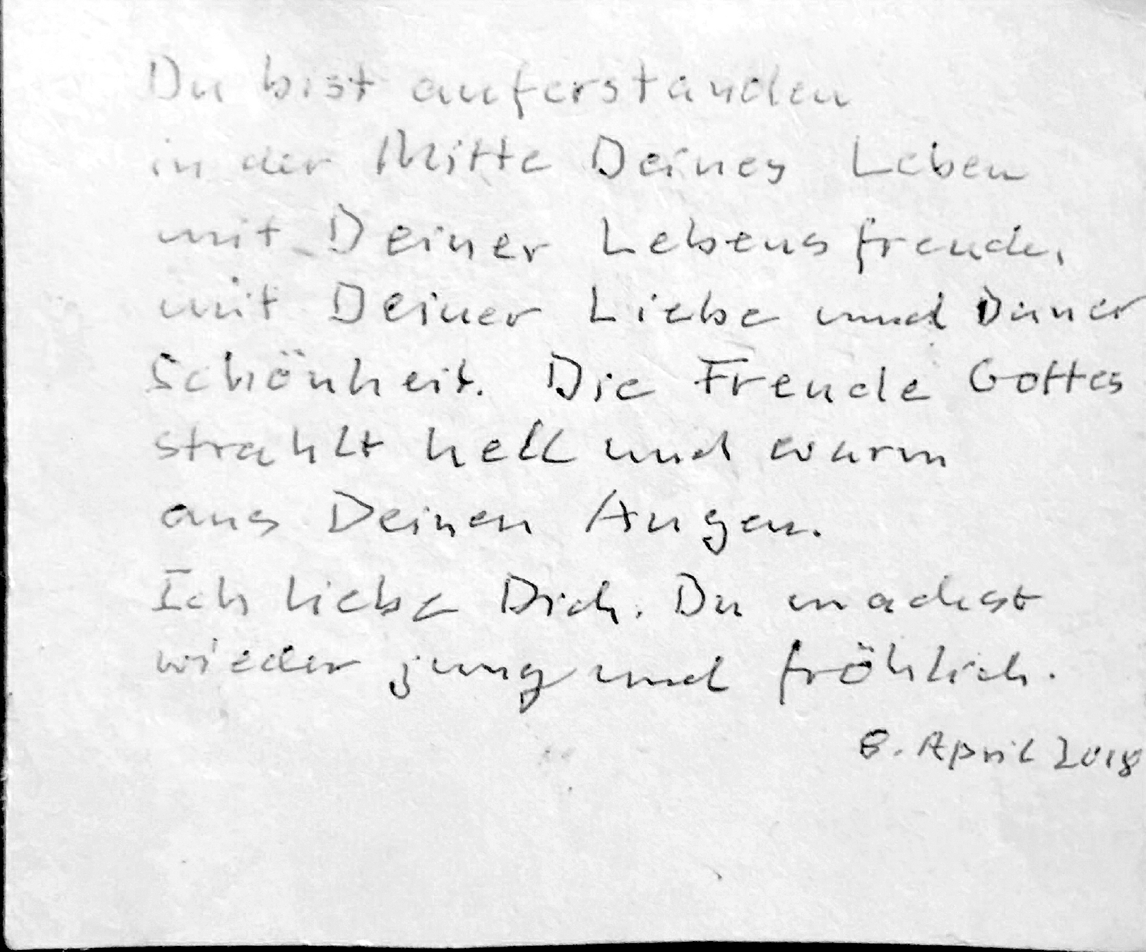 Jürgen Moltmann's last written words (8 April 2018)