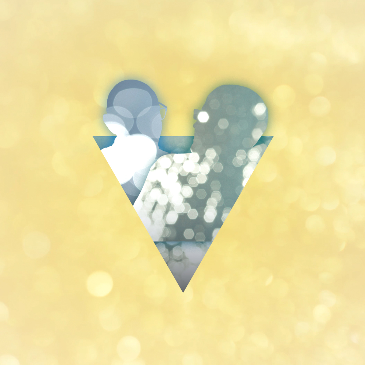 Two heads with glimmering water masked over them