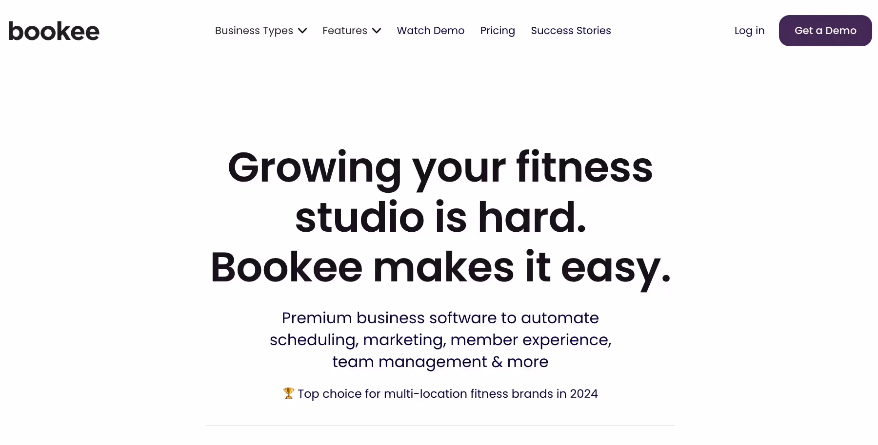 Bookee, fitness scheduling software homepage