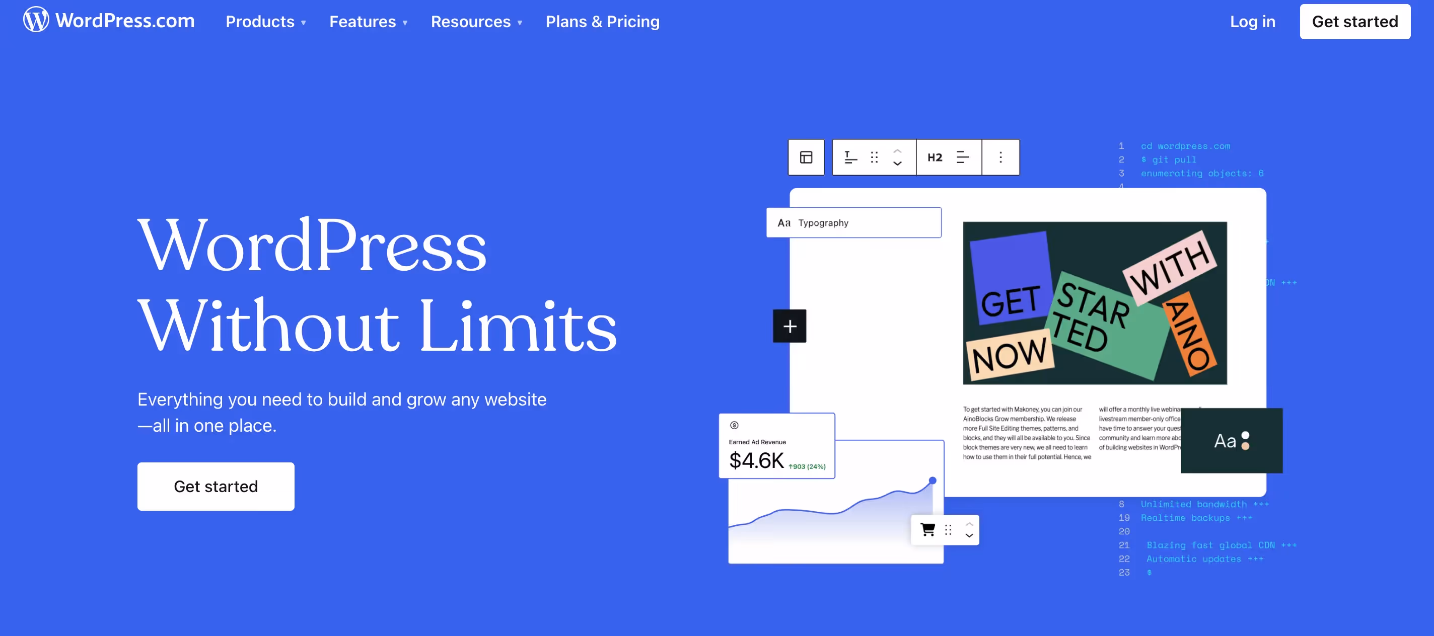 Wordpress, website builder homepage