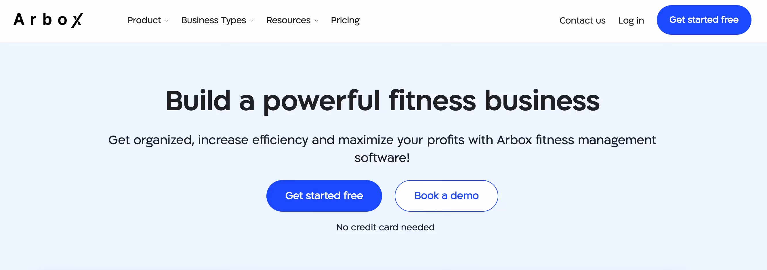 Arbox, business management software homepage