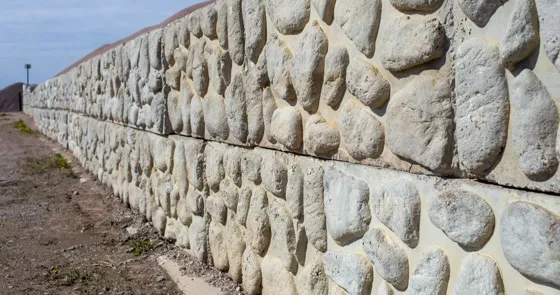 concrete rockface retaining wall