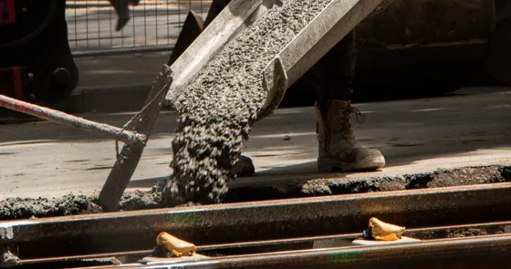 concrete pouring from truck