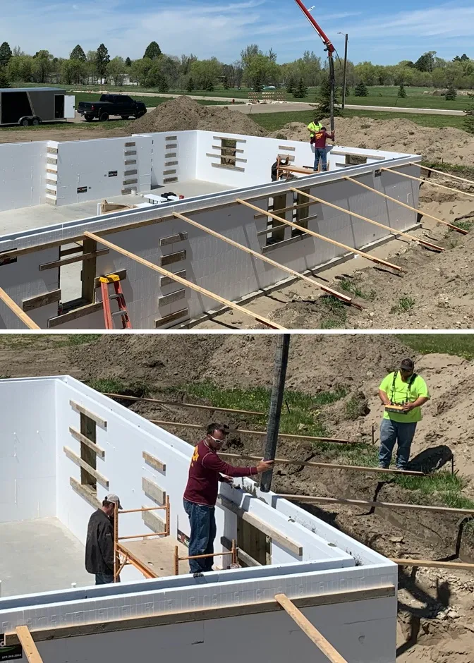 crew installing FOX blocks on new home