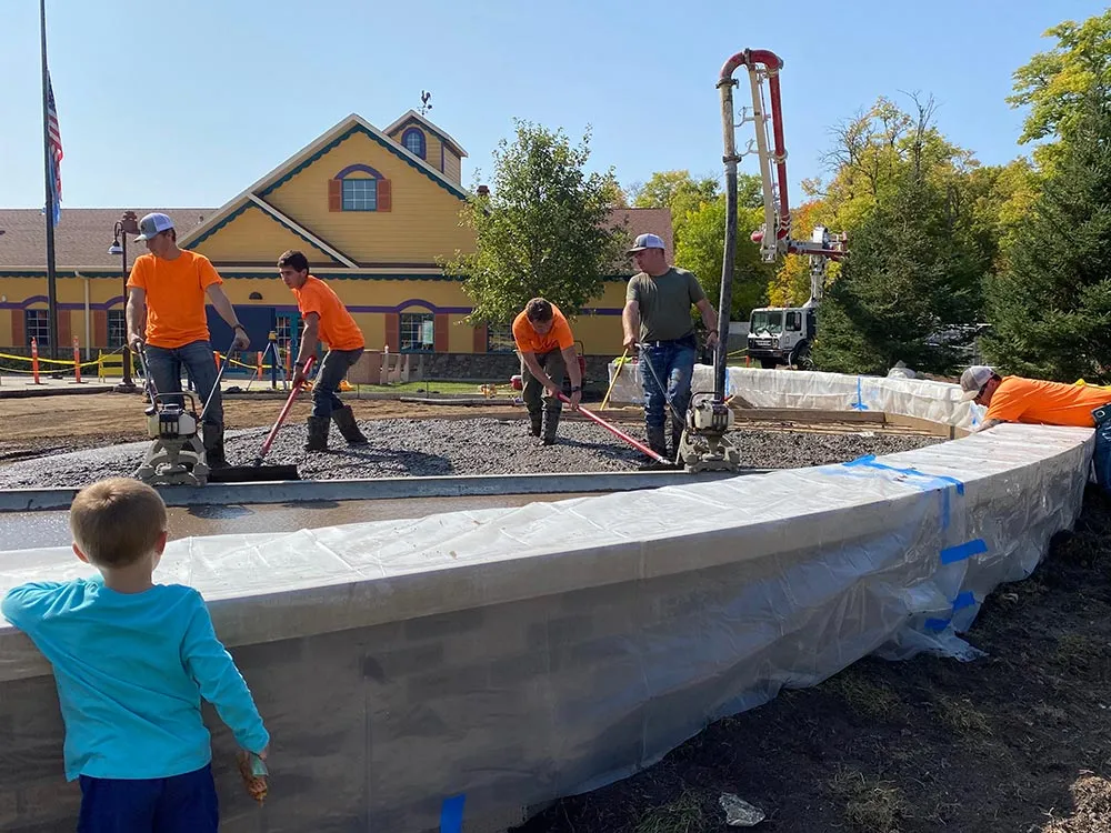 Jensen crew pouring concrete at Storybook Land in Aberdeen, SD
