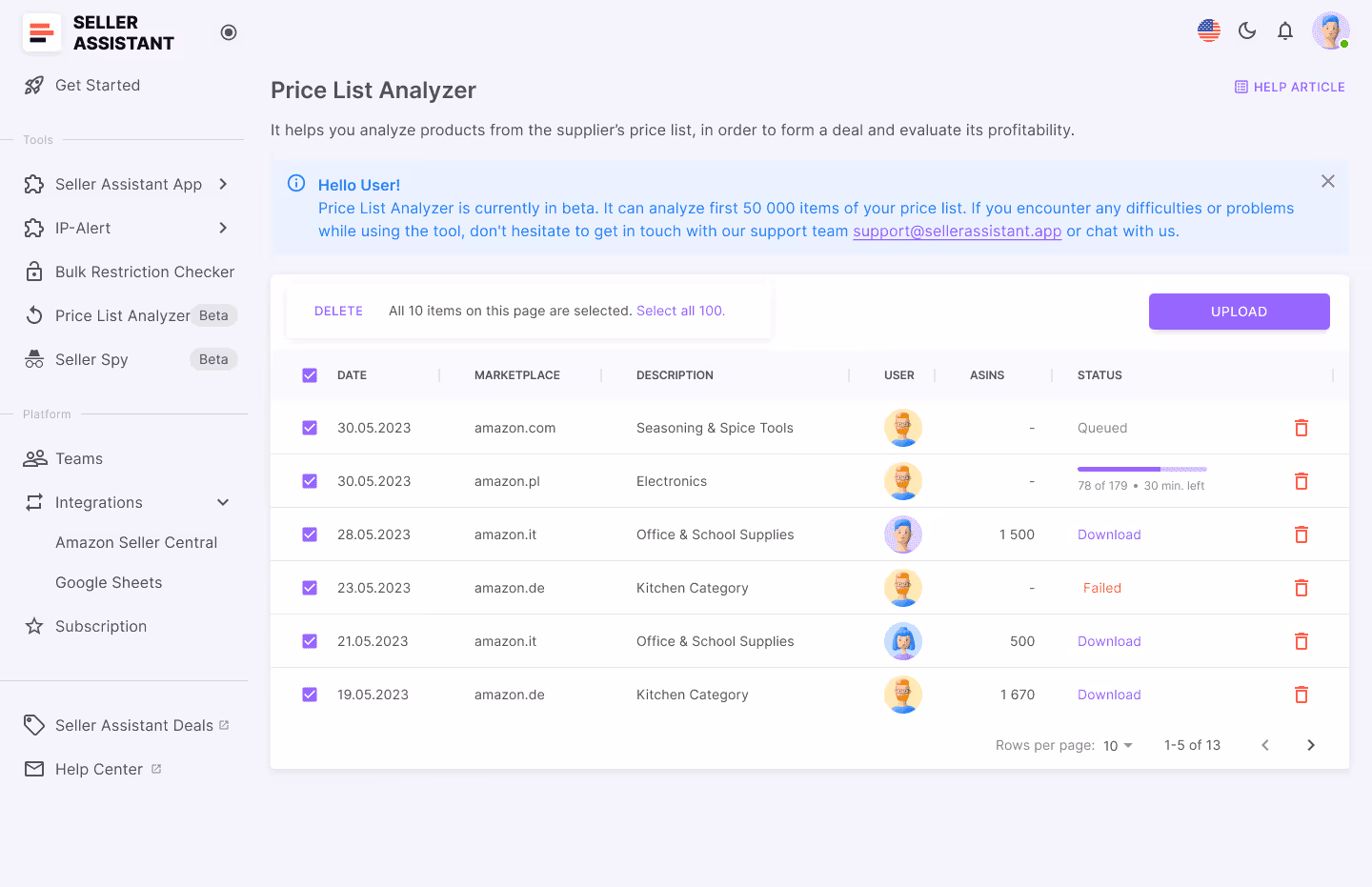 Wholesale smart with Price List Analyzer by Seller Assistant. 