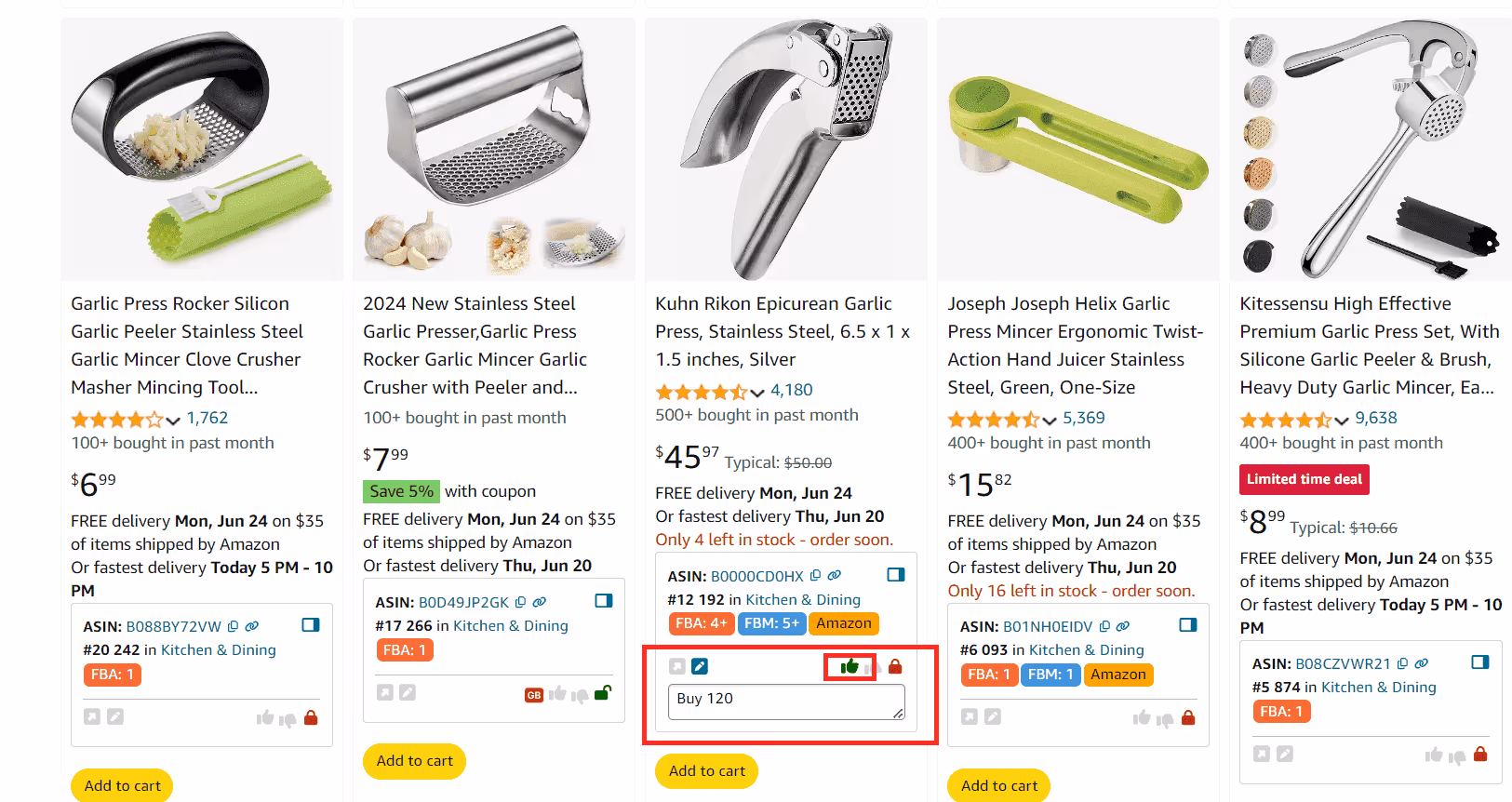 Find products with intellectual property complaints on the Amazon search pages at a glance with Quick View by Seller Assistant