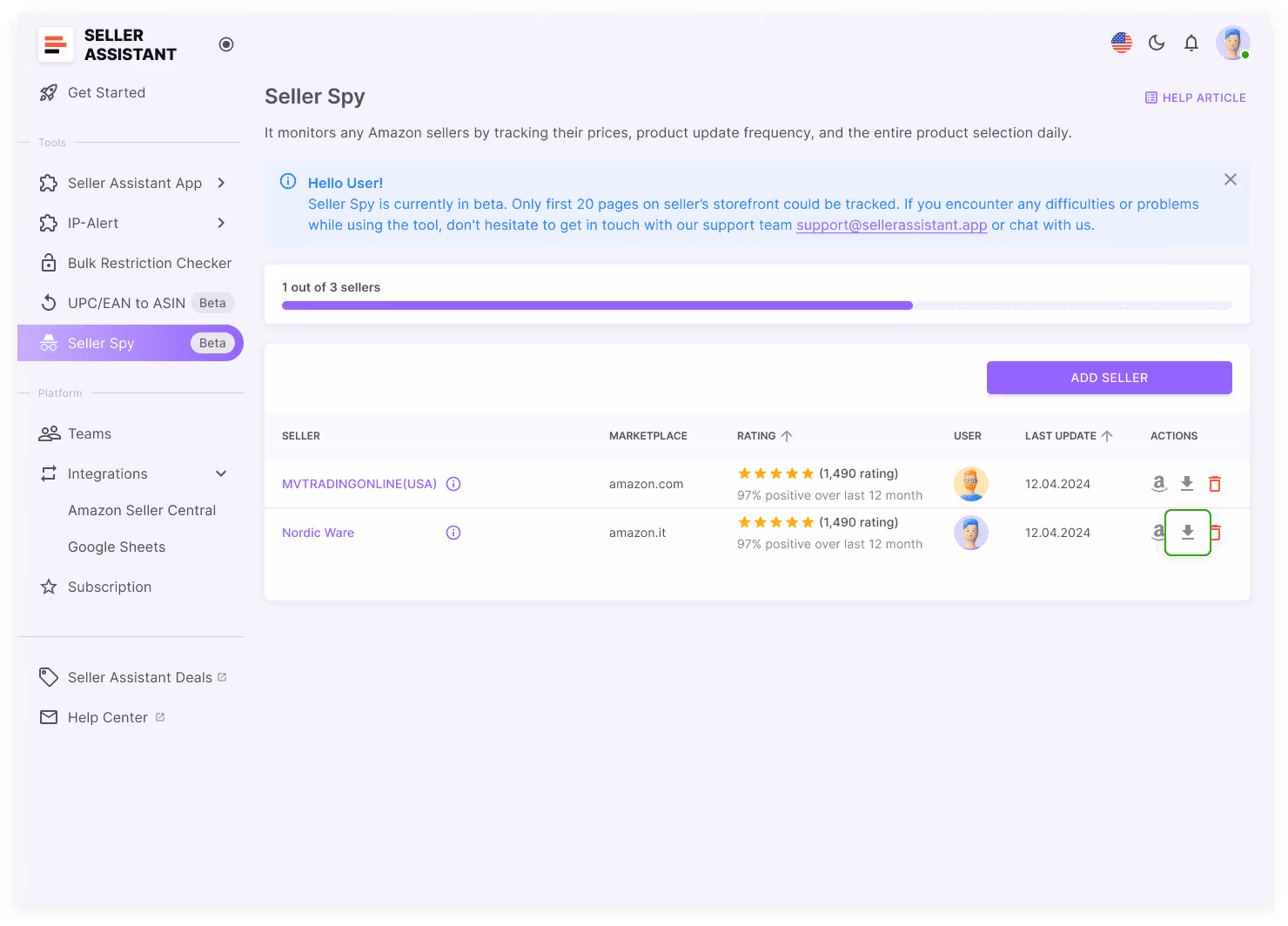 Competitive pricing with Seller Spy by Seller Assistant. Track competitor pricing to understand the price range of your niche and maximize sales and profit.