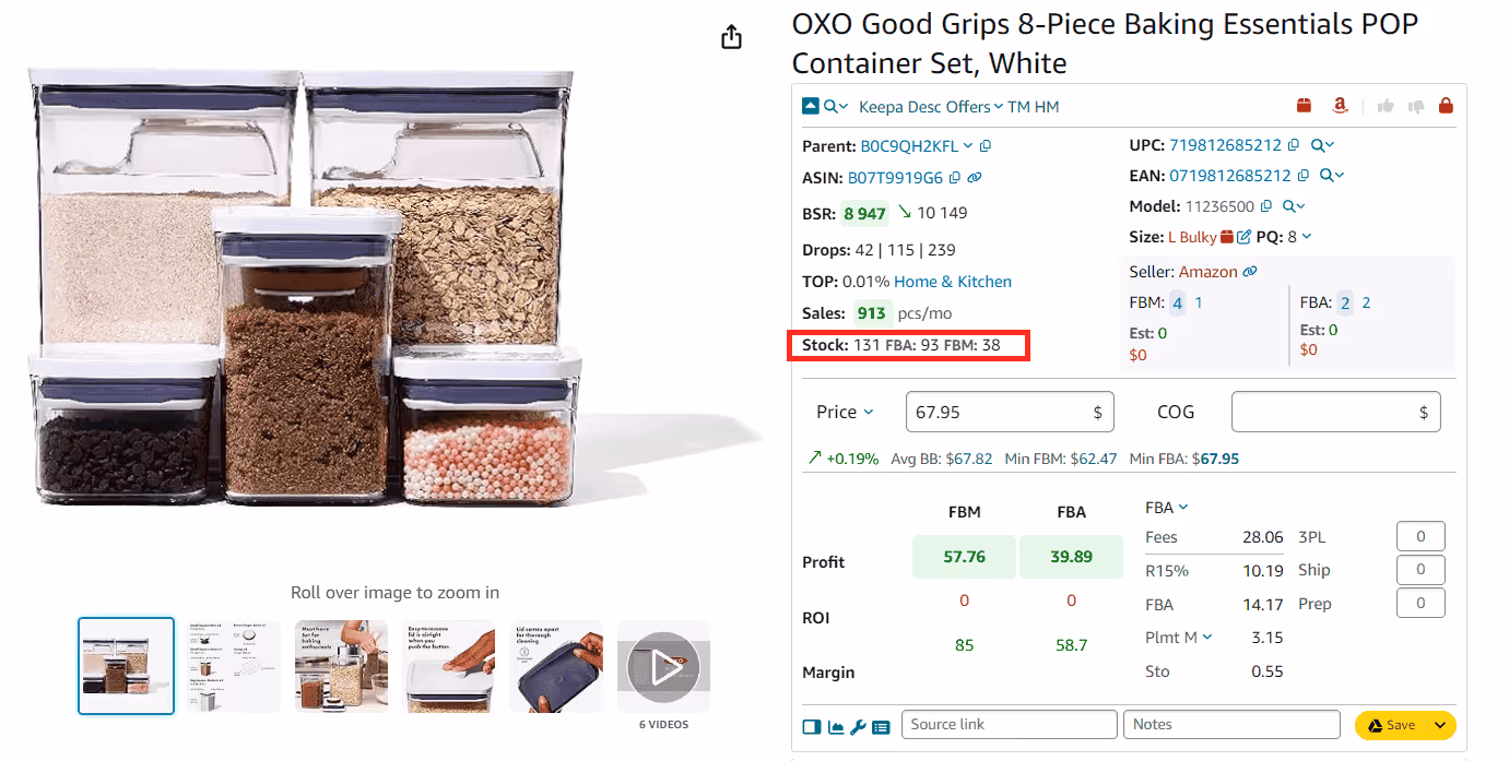 Decide how many products to buy with Stock Checker by Seller Assistant. Assess how many products to buy by comparing the overall product availability provided by the Stock Checker and the competitor stock, and actual product sales.