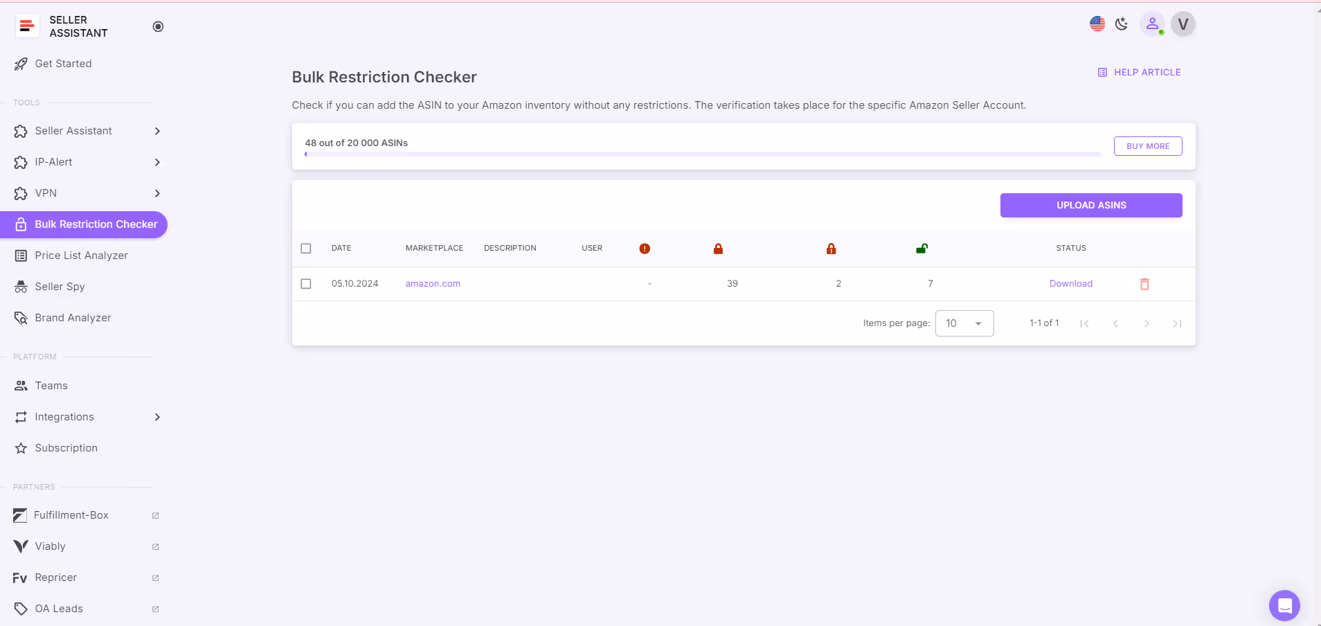Verify your eligibility to sell products in bulk with Seller Assistant’s Bulk Restriction Checker
