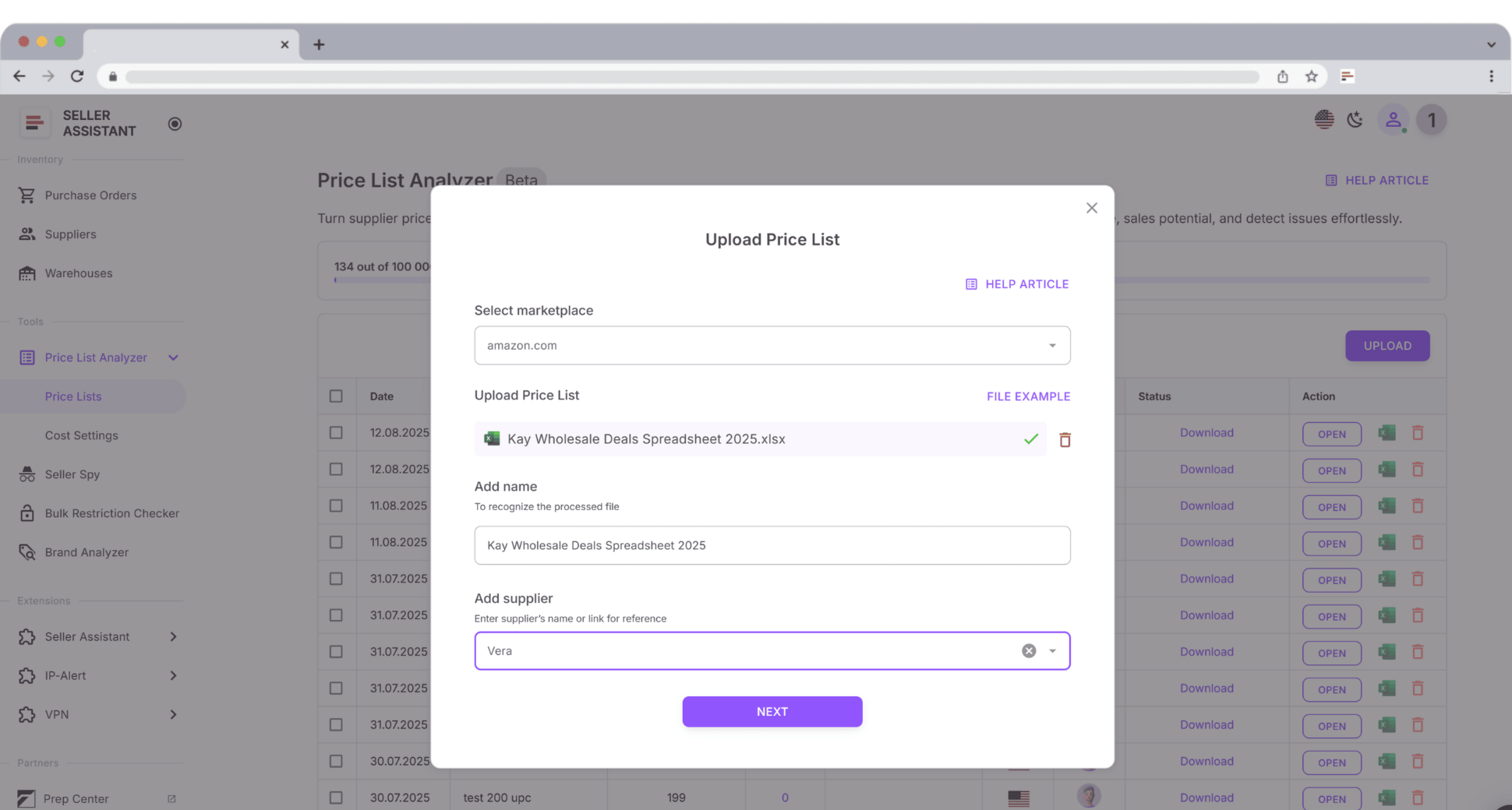 Supplier profiles reused across Price List Analyzer, Purchase Orders, and prep center routing to avoid duplicate entry.