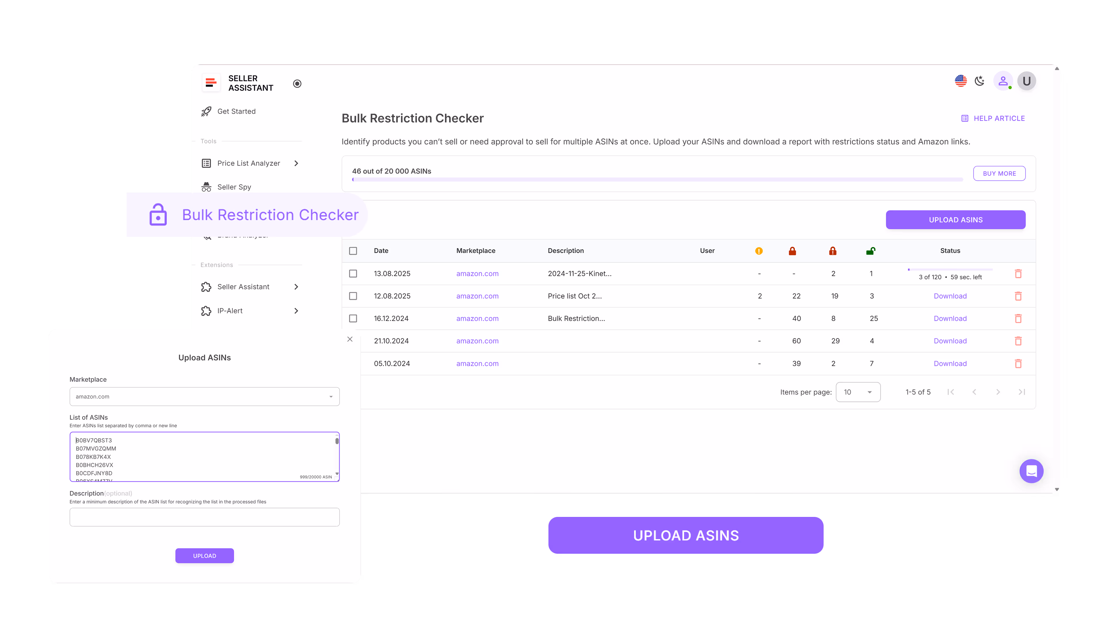Automate bulk restriction checks with Seller Assistant’s Bulk Restriction Checker