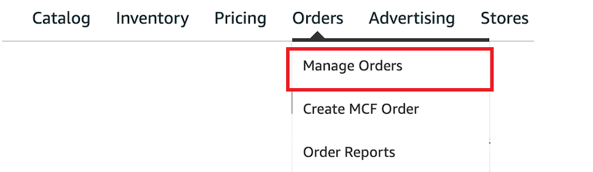 Чтобы управлять заказами FBM, в верхнем навигационном меню выберите Заказы > Управление заказами