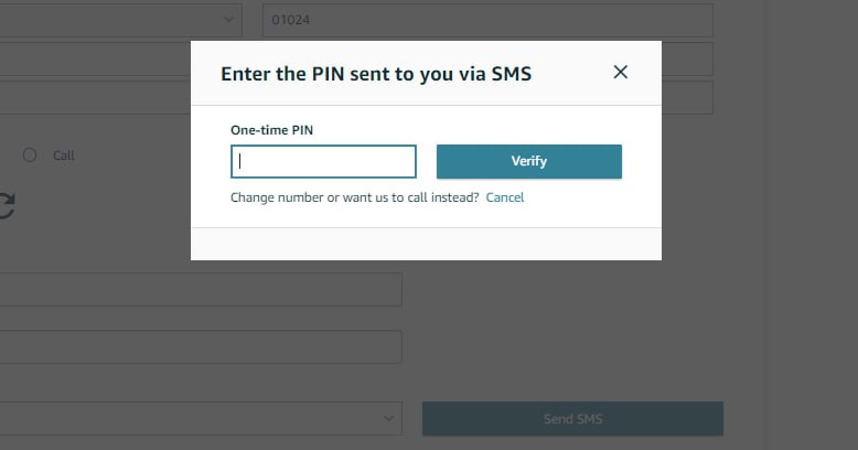 When you get the one-time verification pin, fill it in the pop-up window and click “Verify”.