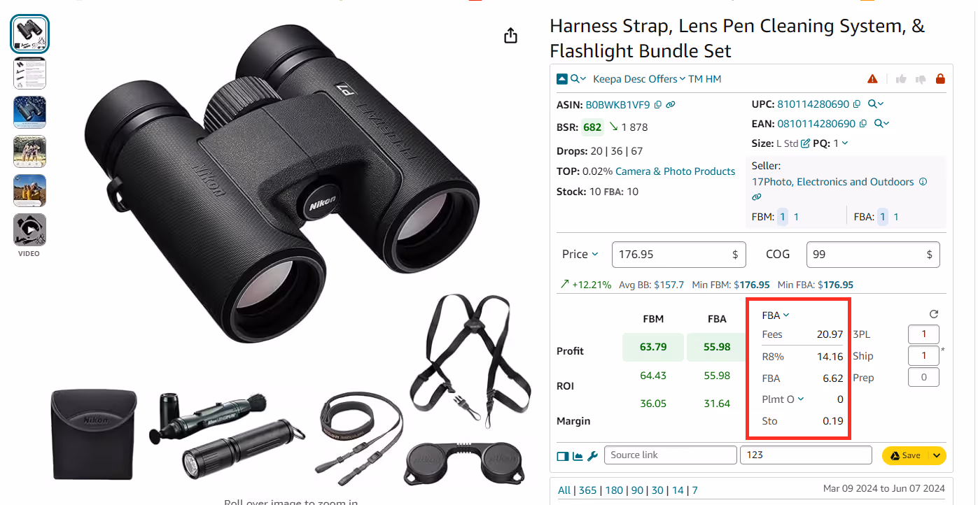 The calculator shows you all Amazon FBA fees