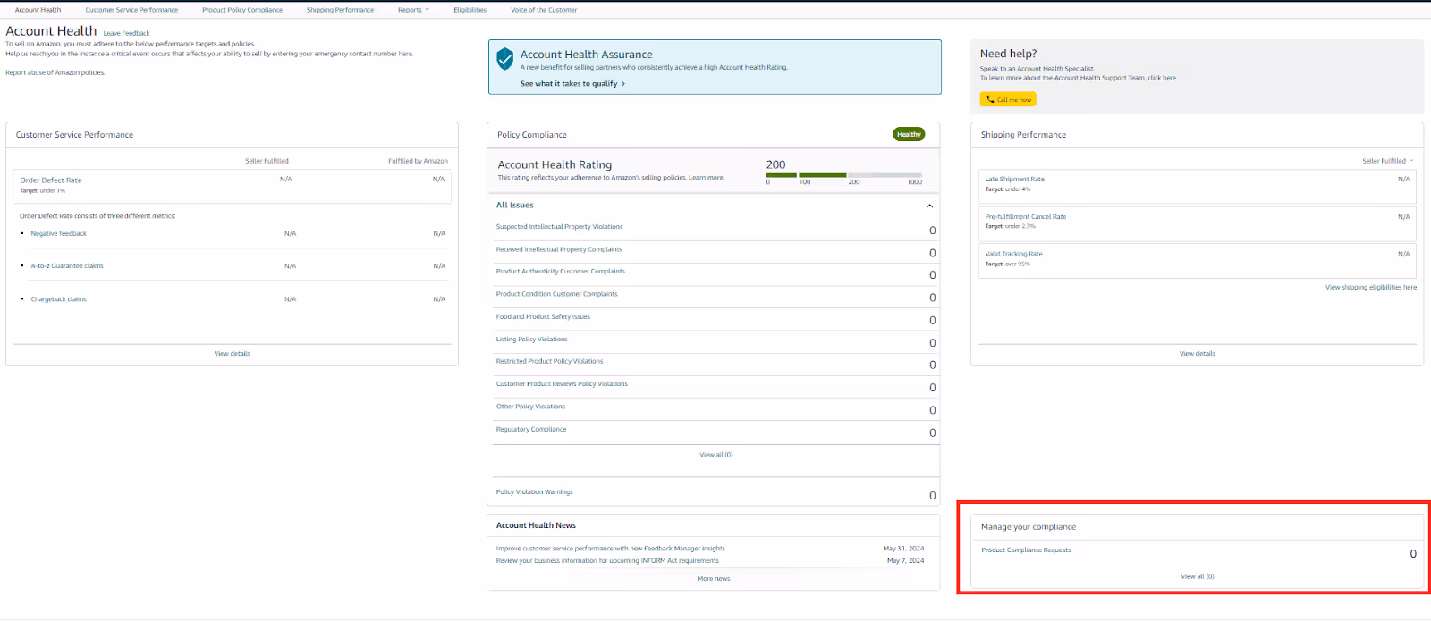 To access Compliance Reference tool, find Manage Your Compliance, and click Product Compliance Requests.