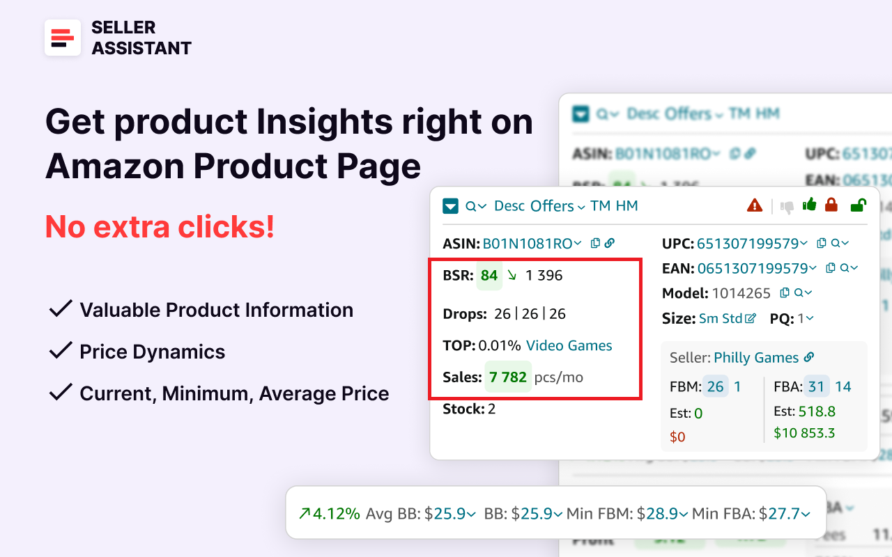 If the arrow beside the BSR figure is green and points down, the sales increase