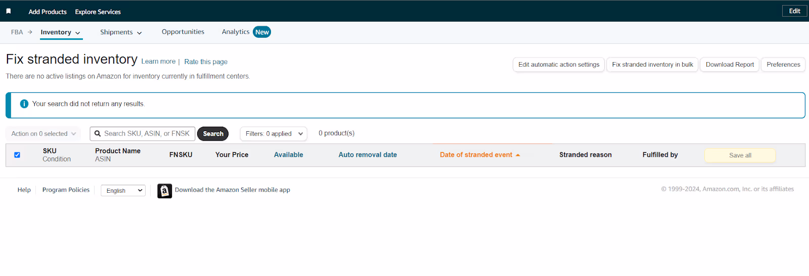 Amazon helps you deal with stranded inventory by using the Fix Stranded Inventory