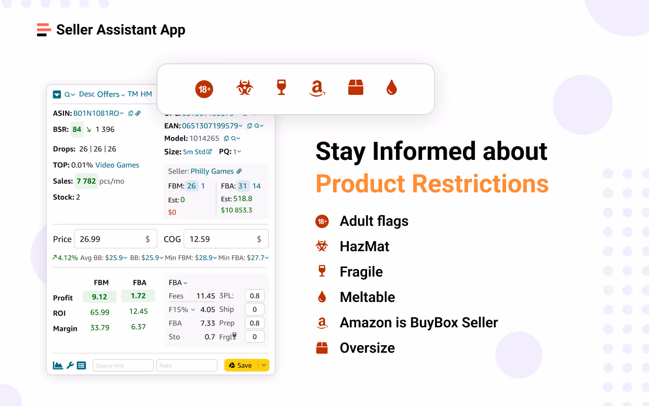 Seller Assistant AppEl Verificador de Restricciones le avisa de todas las restricciones de productos