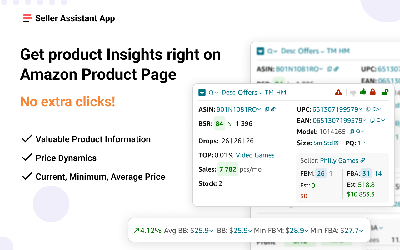 Seller Assistant App conveniently shows all product figures 