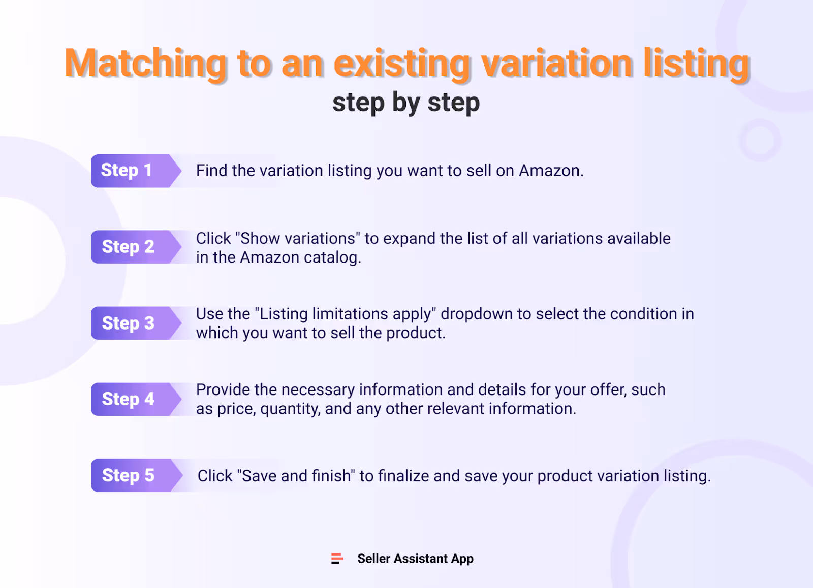 Matching to an existing variation listing step by step