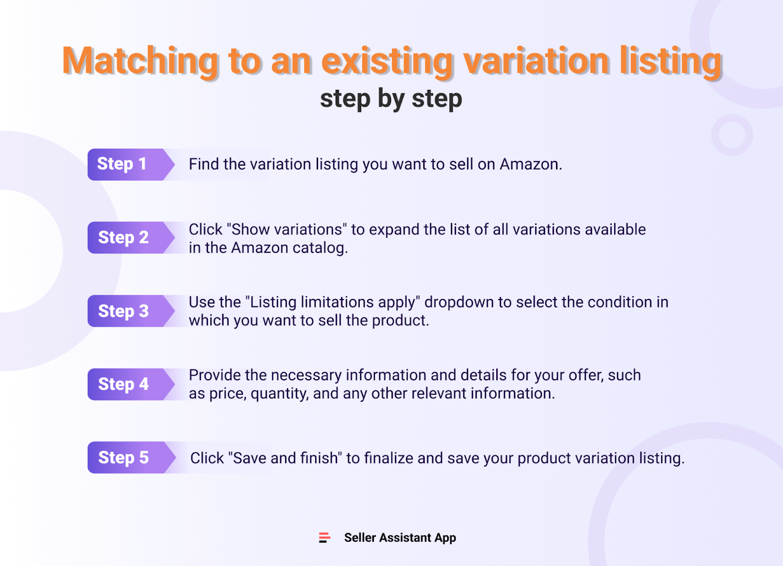 Matching to an existing variation listing step by step