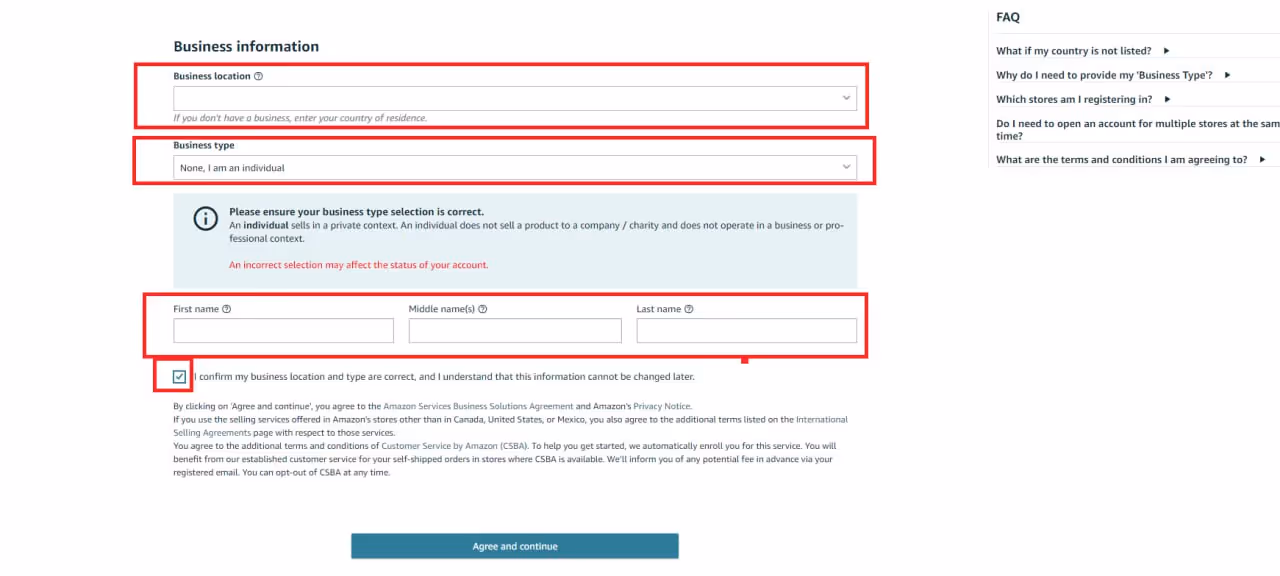 Enter your personal and business details